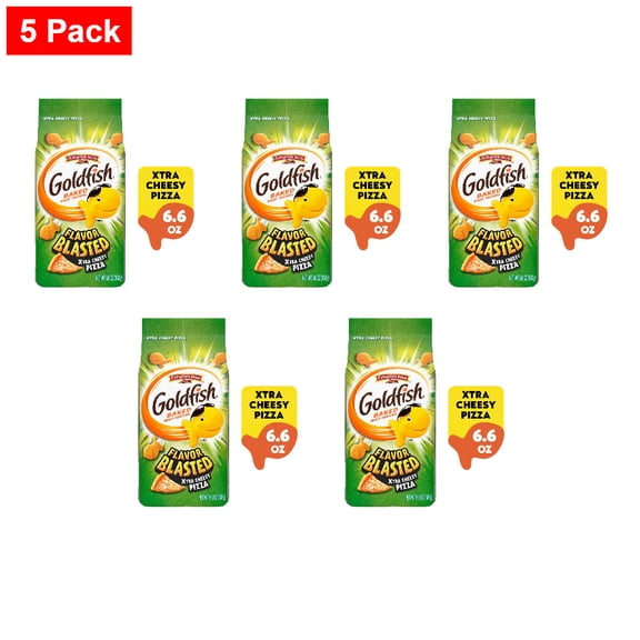 Goldfish Flavor Blasted Xtra Cheesy Pizza Cheese Crackers 6.6 oz - 5 Pack