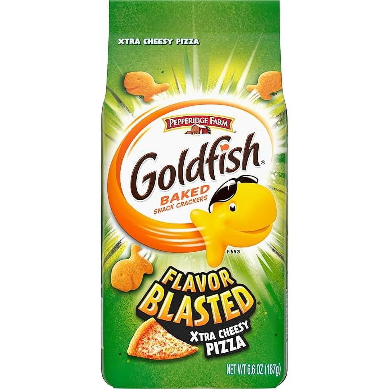 Goldfish Flavor Blasted Xtra Cheesy Pizza Crackers, 6.6 oz. Bag ( Pack of 3 )