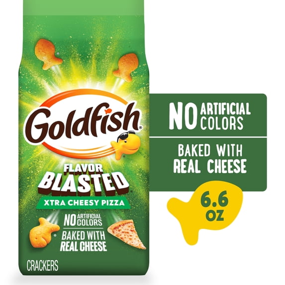 Goldfish Flavor Blasted Xtra Cheesy Pizza Cheese Crackers, 6.6 oz Bag