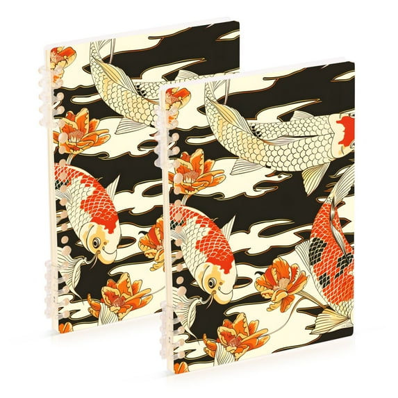 Goldfish Flowers Ring Binder Notebook Journey Note Diary College Ruled Spiral Notebook Study Loose Leaf Paper A5 60 Pages