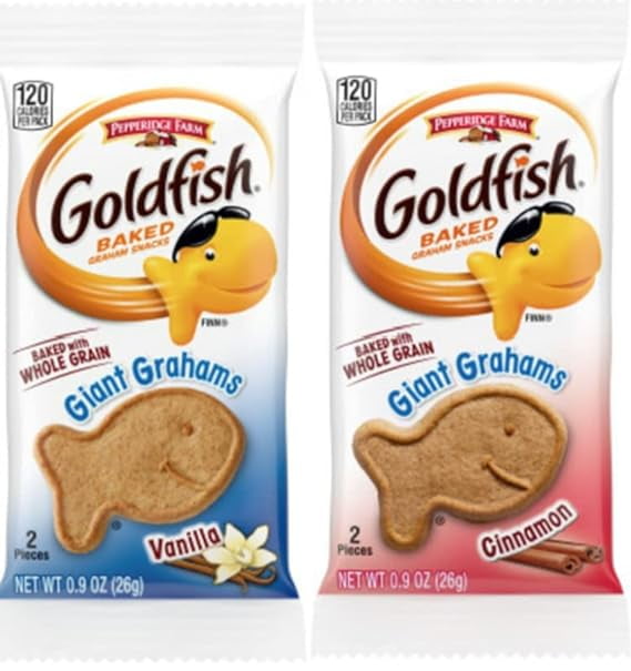 Goldfish Giant Whole Grain Graham Crackers 30 Packs 15 Cinnamon & 15