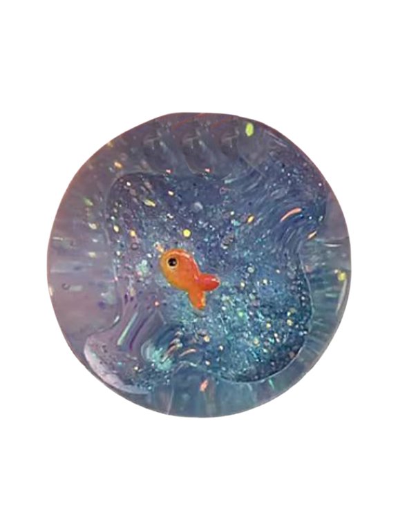 Goldfish Glitter Toy Stress Relief Fidget Sensory Toy, Sparkle Pinching Toy for Anxiety, Bag Charm Pendant Accessory, Blue Glitter Fish