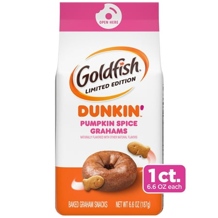 Goldfish Grahams, Limited Edition Dunkin’ Pumpkin Spice Grahams Snack Crackers, 6.6 oz. Bag