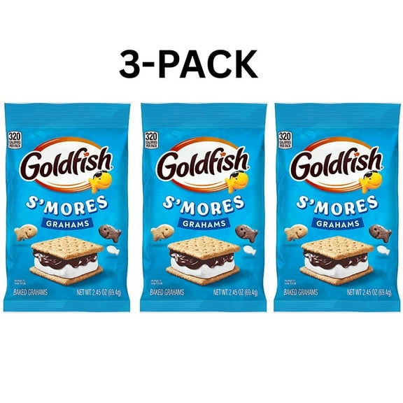 Goldfish Grahams Smores Snacks 2.45 Oz (3 Packs)  Marshmallow, Honey, Chocolate  No Artificial Flavors  Lunchbox & On-the-Go Treat
