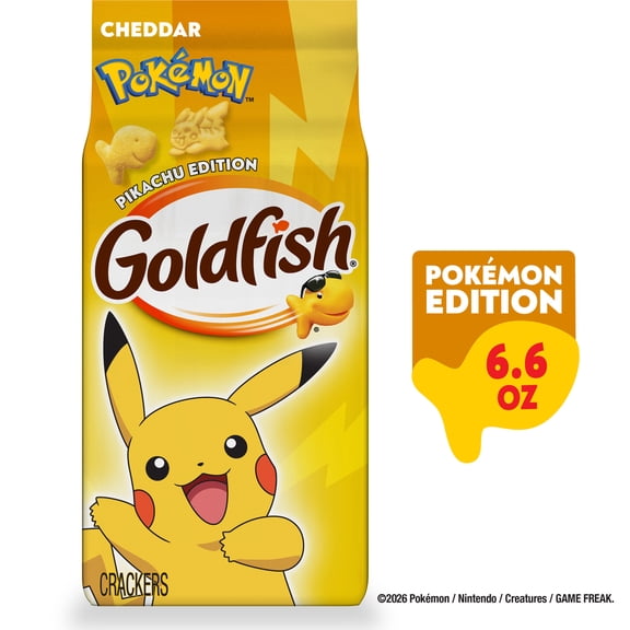 Goldfish Pokémon Pikachu Edition Cheddar Cheese Baked Snack Crackers, 6.6 oz Bag