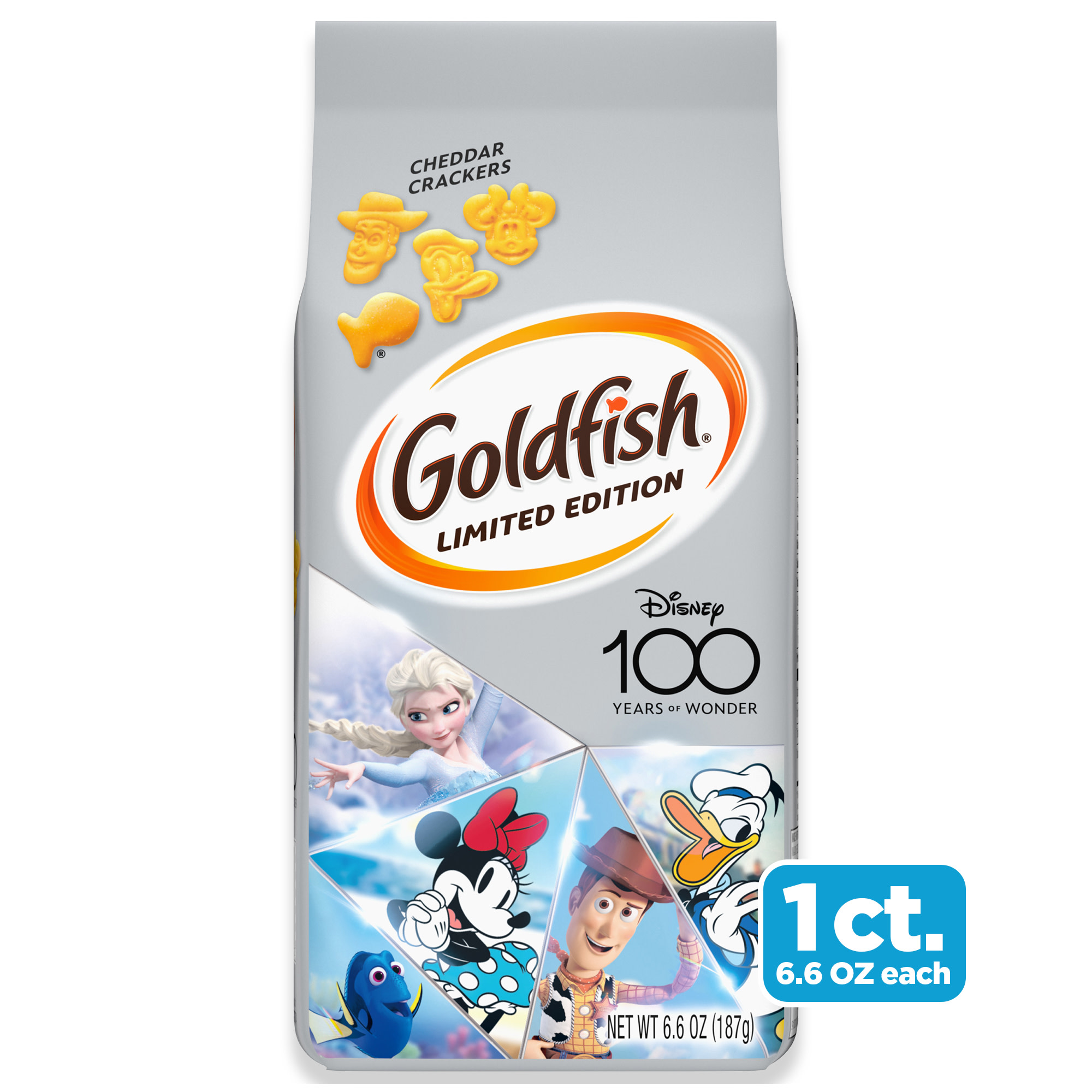 Goldfish Limited Edition Disney 100th Cheddar Crackers, Snack Crackers, 6.6 oz bag - image 1 of 10