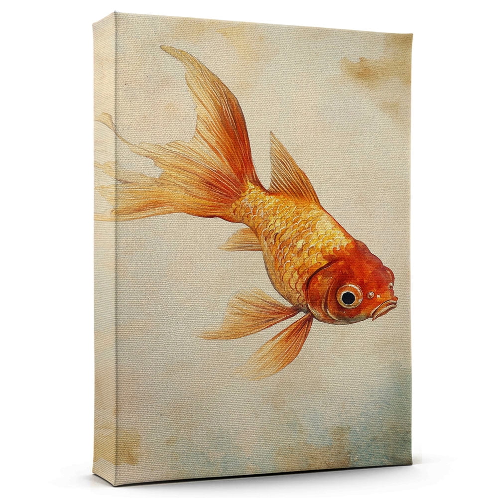 Image showcasing Goldfish Lionchu Canvas Wall Art Animal Decor, Goldfish Lionchu Canvas ...