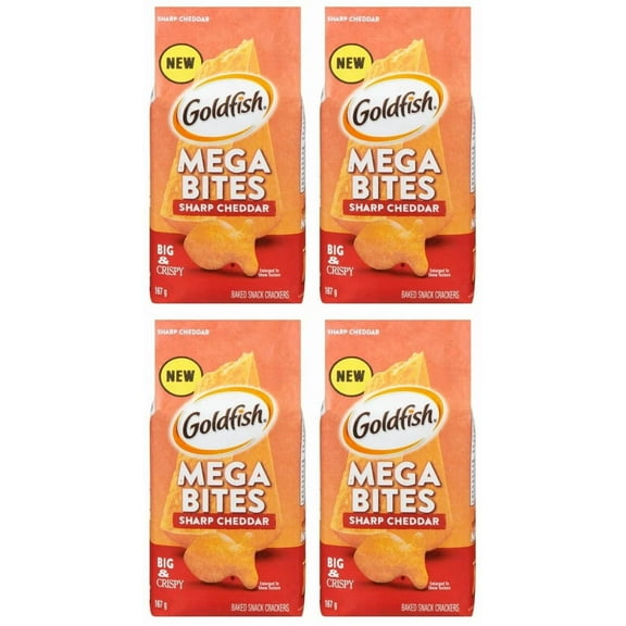 Goldfish Mega Bites Sharp Cheddar Crackers, 167g (4 Pack)