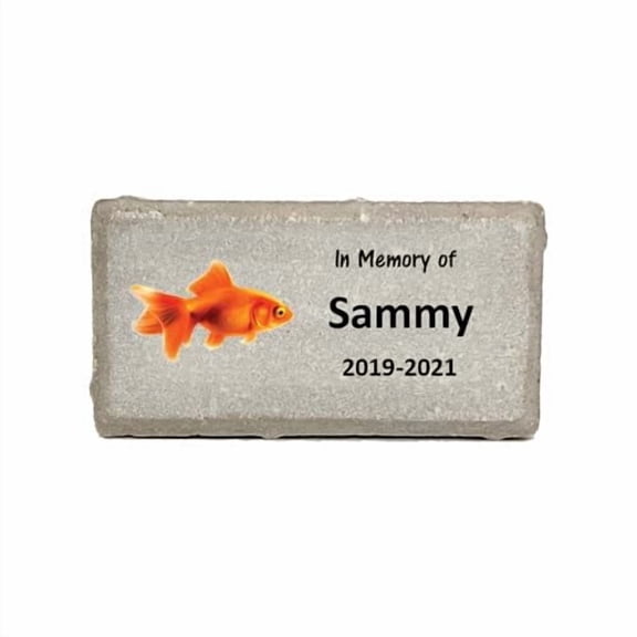 Goldfish Memorial Stone - Real Stone Personalized by$$Garden & Patio