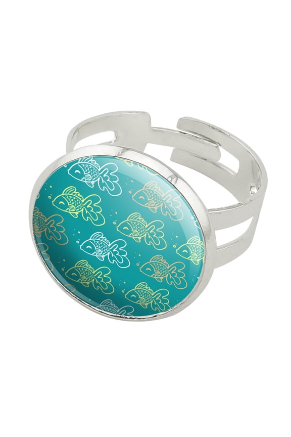 Goldfish Pattern Silver Plated Adjustable Novelty Ring