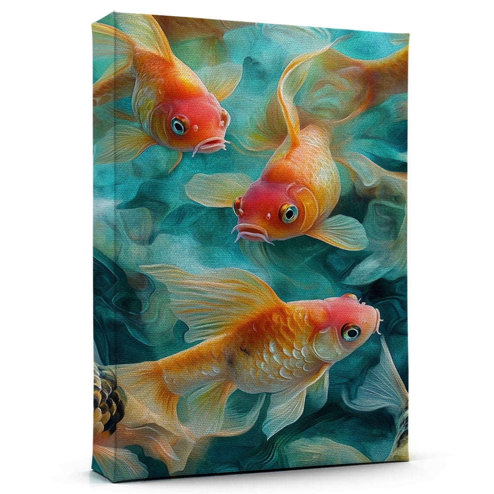 Image showcasing Goldfish Pearlscale Canvas Wall Art Decor, Colorful Goldfish Pearlscale ...