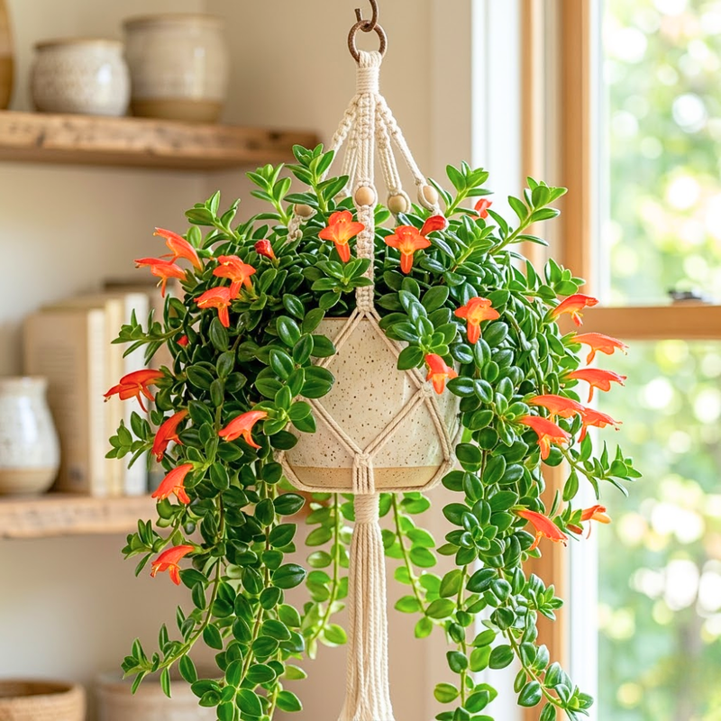 Goldfish Plant Live in 4 Inch Pot, Orange Goldfish Live Plant 4-7" Tall, Trailing Indoor Houseplant for Growing