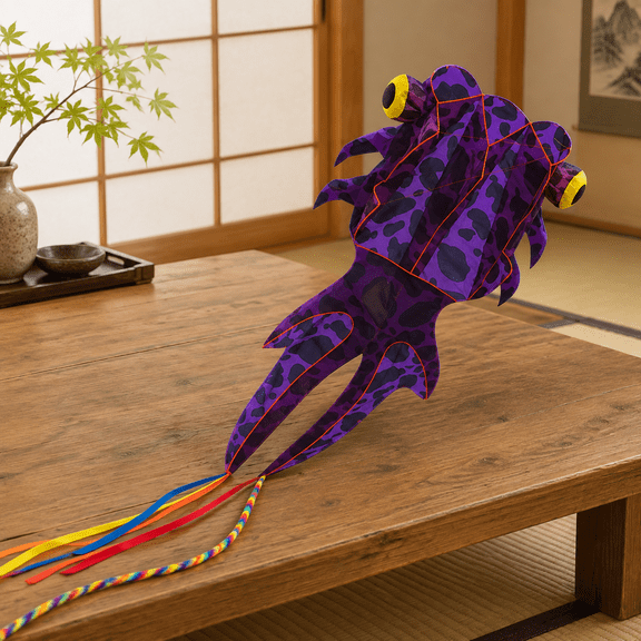 Goldfish Purple Giant 3D Dolphin Frameless Soft Parafoil Kite for Adults and