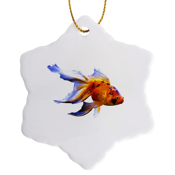 3drose, Goldfish Realistic Vector Cut Out Isolated 2, 3 inch Snowflake Porcelain Ornament