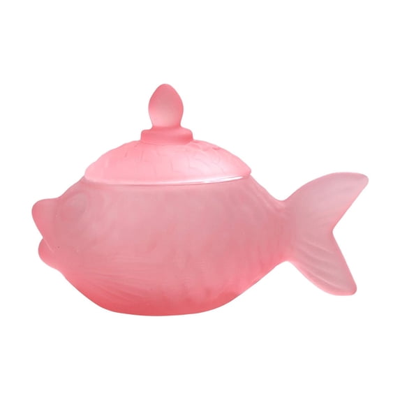 Goldfish Shaped Crystal Glass Candy Dish, Goldfish Candy Dish with Lid, Vintage Candies Bowl, Snack Dessert Dishes for Office Desk Home Kitchen Tabletop