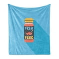 thumbnail image 1 of Goldfish Soft Flannel Fleece Throw Blanket, Pet Fish Feed Flat Retro Design with Long Shadow on a Pale Blue Background, Cozy Plush for Indoor and Outdoor Use, 70" x 90", Multicolor, by Ambesonne, 1 of 5
