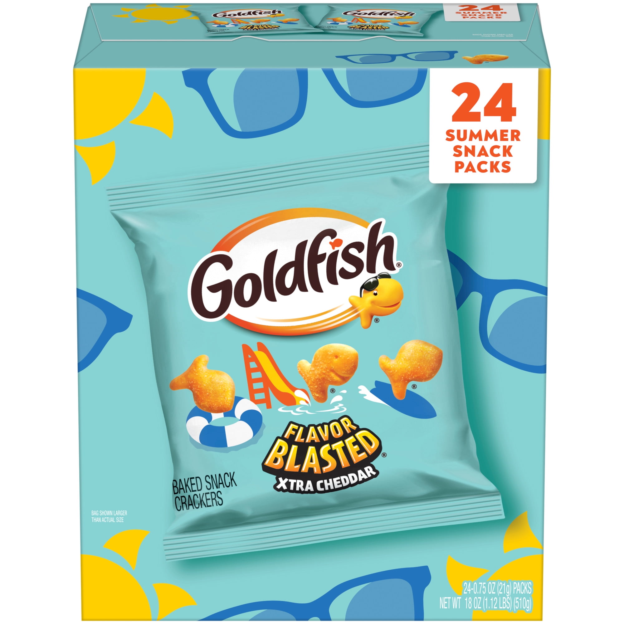 Goldfish Flavor Blasted Xtra Cheddar Cheese Crackers, 24 Summer Snack Packs