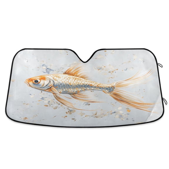 Goldfish Swimming Car Windshield Sun Shade Foldable Car Front Window Visor Heat and UV Protection 53x23.5