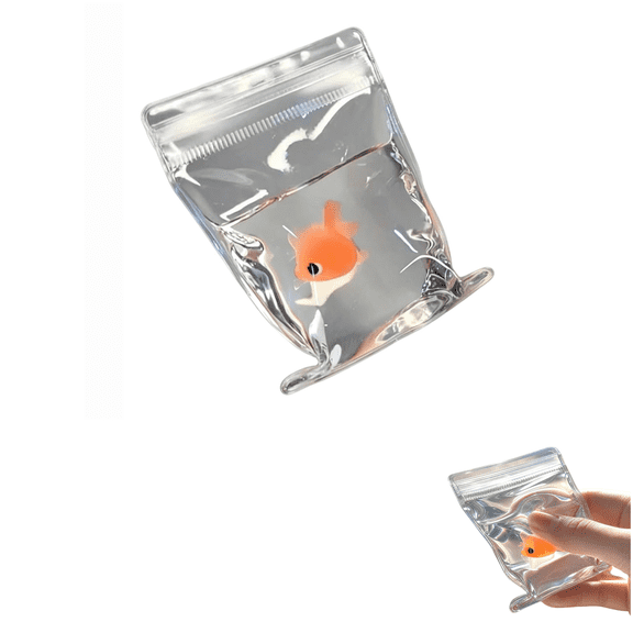 Goldfish Water Bag Squishy Toy, Realistic Squeeze Stress Relief Fidget Sensory Desk Decor Party Favor Gift for Adults Kids (Orange)