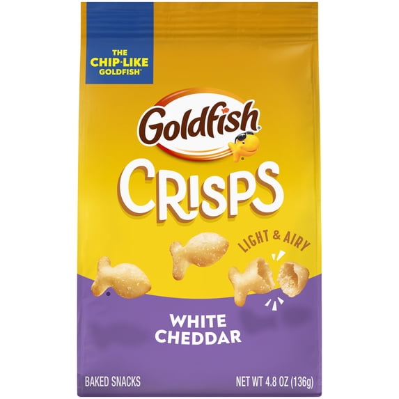 Goldfish Crisps White Cheddar Baked Chip Crackers, 4.8 Oz Bag