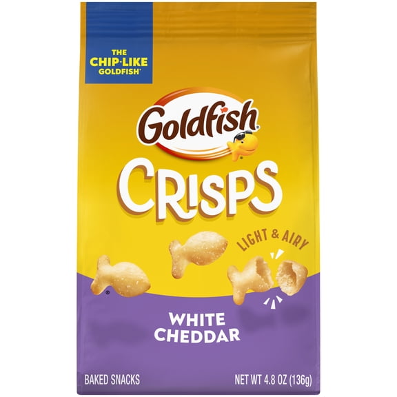 Goldfish Crisps White Cheddar Baked Chip Crackers, 4.8 Oz Bag