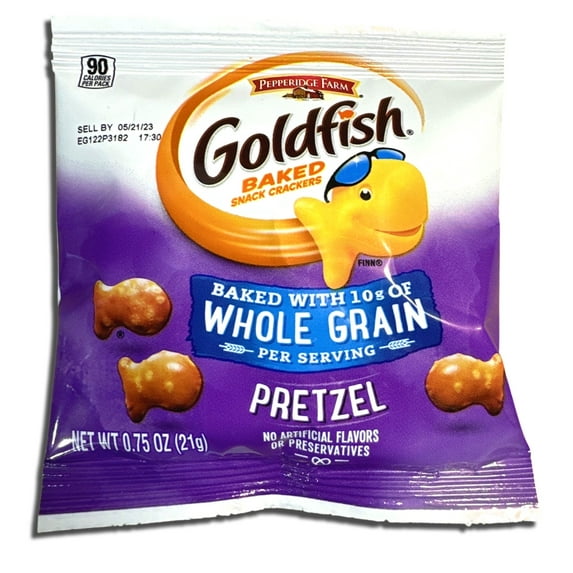 Goldfish Goldfish Whole Grain Pretzel Gold Fish Individual Packets, School Approved | .75 | Pack of 100