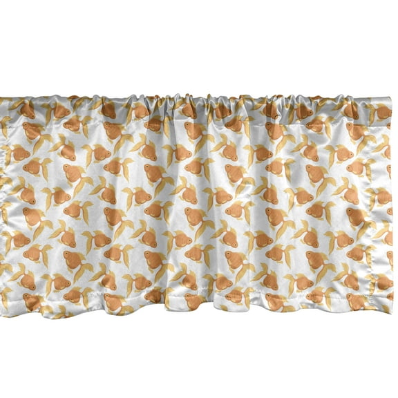 Ambesonne Goldfish Valance Pack of 2, Exotic Aquarium Orange, 54"X12", Orange Pale Orange