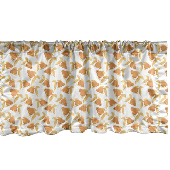 Ambesonne Goldfish Valance Pack of 2, Exotic Aquarium Orange, 54"X18", Orange Pale Orange