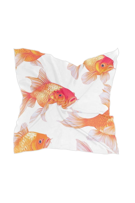 Goldfish Women's Fashion Soft Scarf Square Satin Head Scarf Neck Scarf Head Hair Wraps
