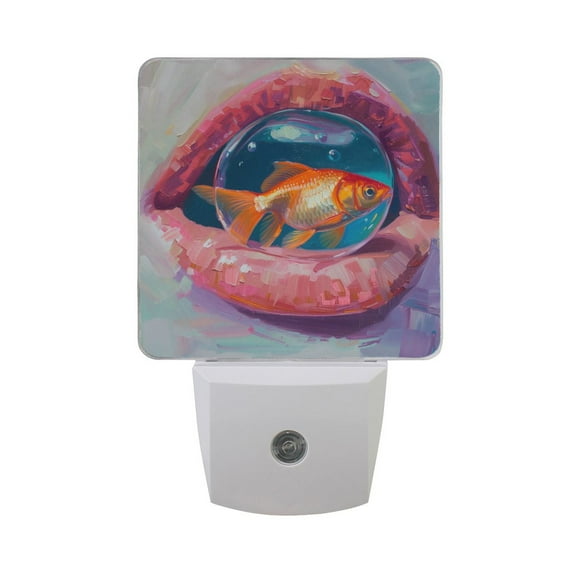 Goldfish in Bubble Inside Mouth Night Light 2 Pack LED Nightlight Plug into Wall Dusk to Dawn Sensor Soft White