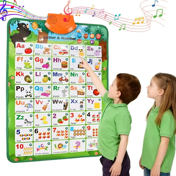 Faburo Electronic Alphabet Poster Toddler Toys, Interactive Toys Alphabet Wall Chart, ABC Chart for Toddlers, Montessori Learning Toys for Ages 2-6,Grenn