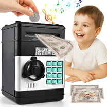 Faburo Piggy Bank for Kids, Cash Coin Can Toys for Girls 3-6 Year Old, ATM Toy Savings Bank Machine Electronic Money Bank,Black