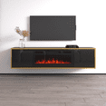 thumbnail image 1 of Goldie BL-EF Floating Fireplace TV Stand for TVs up to 75", Modern High Gloss 65" Entertainment Center, Wall Mounted Electric Fireplace TV Media Console with Storage Cabinets, 1 of 8