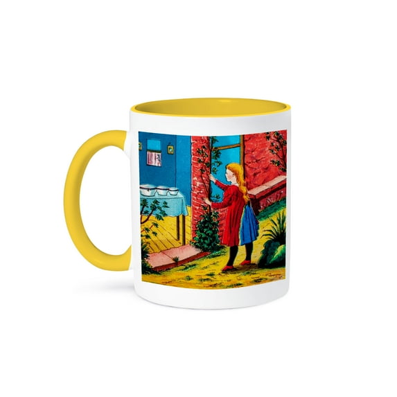 3dRose, Goldilocks and the Three Bears Goldilocks Comes for a Visit Vintage, 11oz Two-Tone Yellow Mug