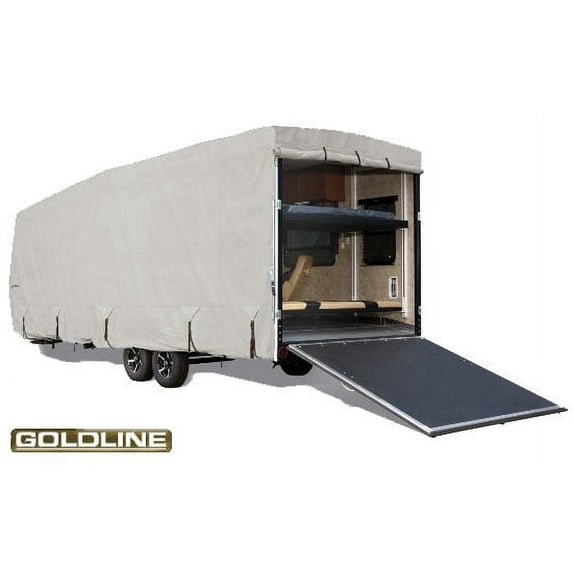 Goldline by Eevelle USA Camper RV Toy Hauler Trailer Vehicle Cover | Fits 44 - 46 Feet | Gray