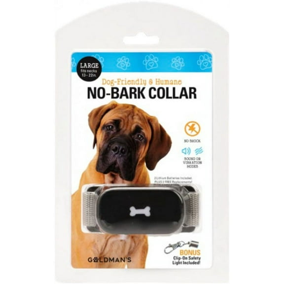 Goldmans Small Dog-Friendly No-Bark Collar with Clip-on Safety Light, Black