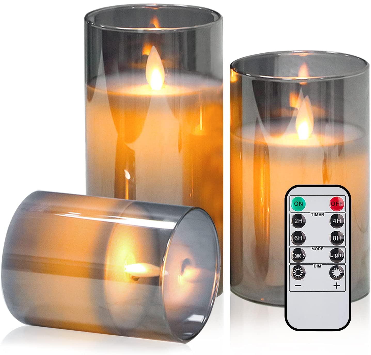 Efavormart Set of 3 Blue Flameless Candles Battery Operated LED Pillar