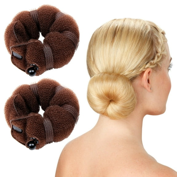 Goldrose Beauty Bun Hot Buns For Hair Small 2 Pieces Ballet Bun Maker, Easy Bun for Women Kids Hair Bun Donut (Brown)
