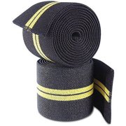 Golds Gym Black and Yellow Knee Wraps, Pair