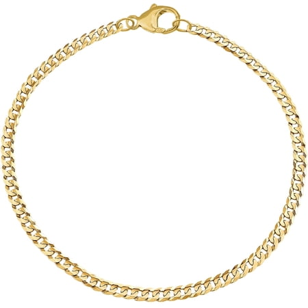 Golds Real Genuine 14K Yellow Gold Filled Cuban Link Bracelet 3 mm 7 Inch for Men and Women
