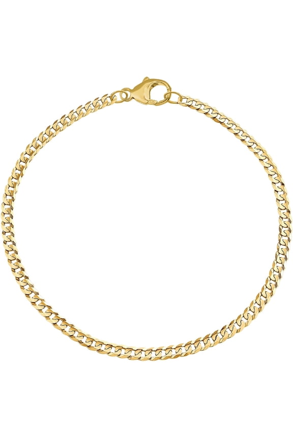 Genuine 14K Yellow Gold Filled Cuban Link Bracelet 3 mm 7 Inch for Men and Women