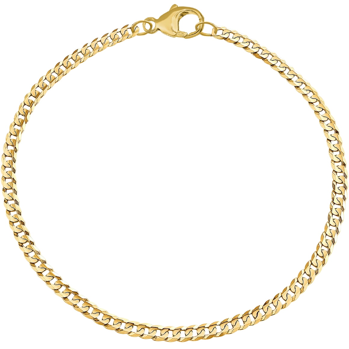 Golds Real Genuine Solid 1/20 14K Yellow Gold Cuban Link Bracelet 3 mm 7 Inch for Men and Women
