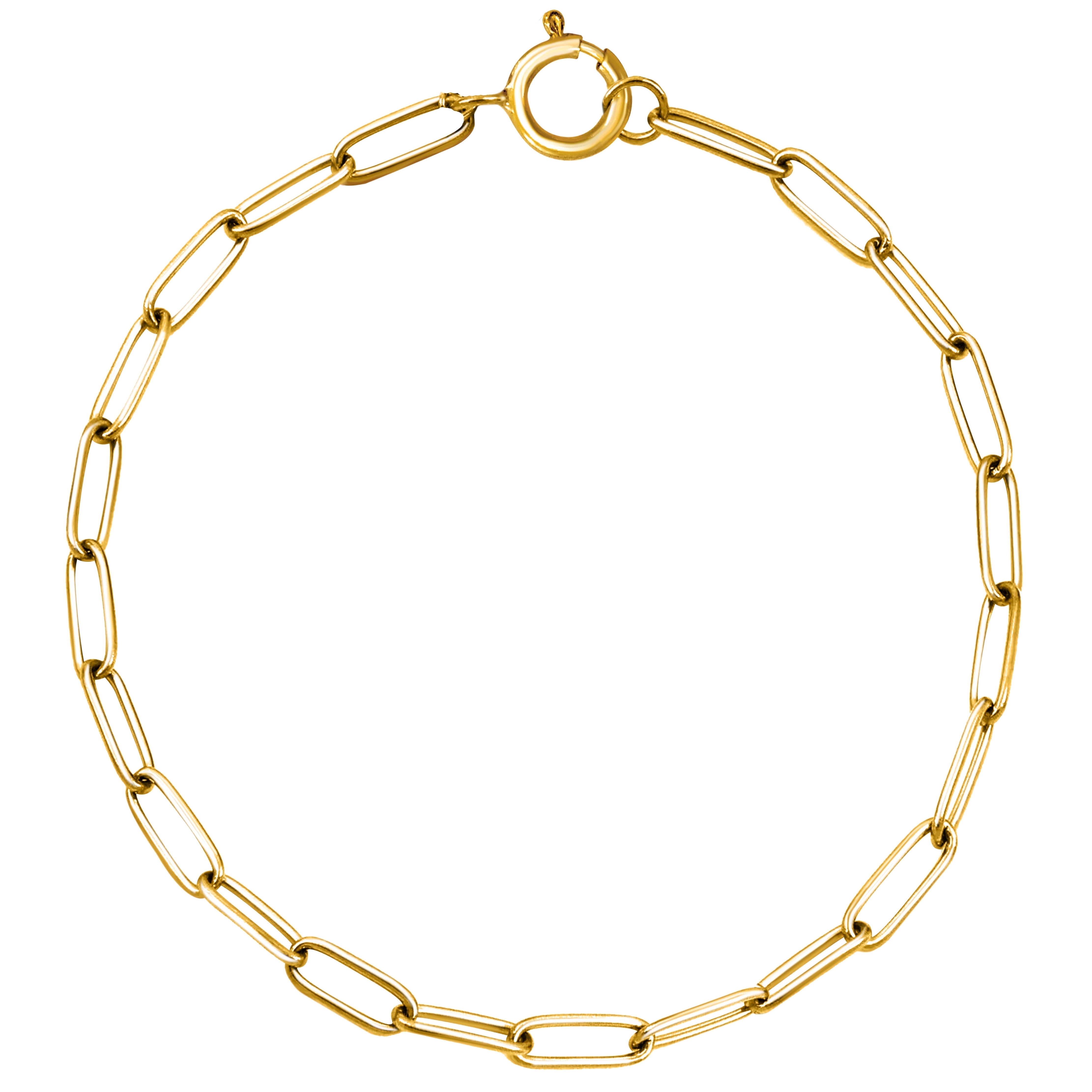 Golds Real Genuine Solid 1/20 14K Yellow Gold Paperclip Bracelet 4 mm 7 Inch Paper Clip for Women and Men