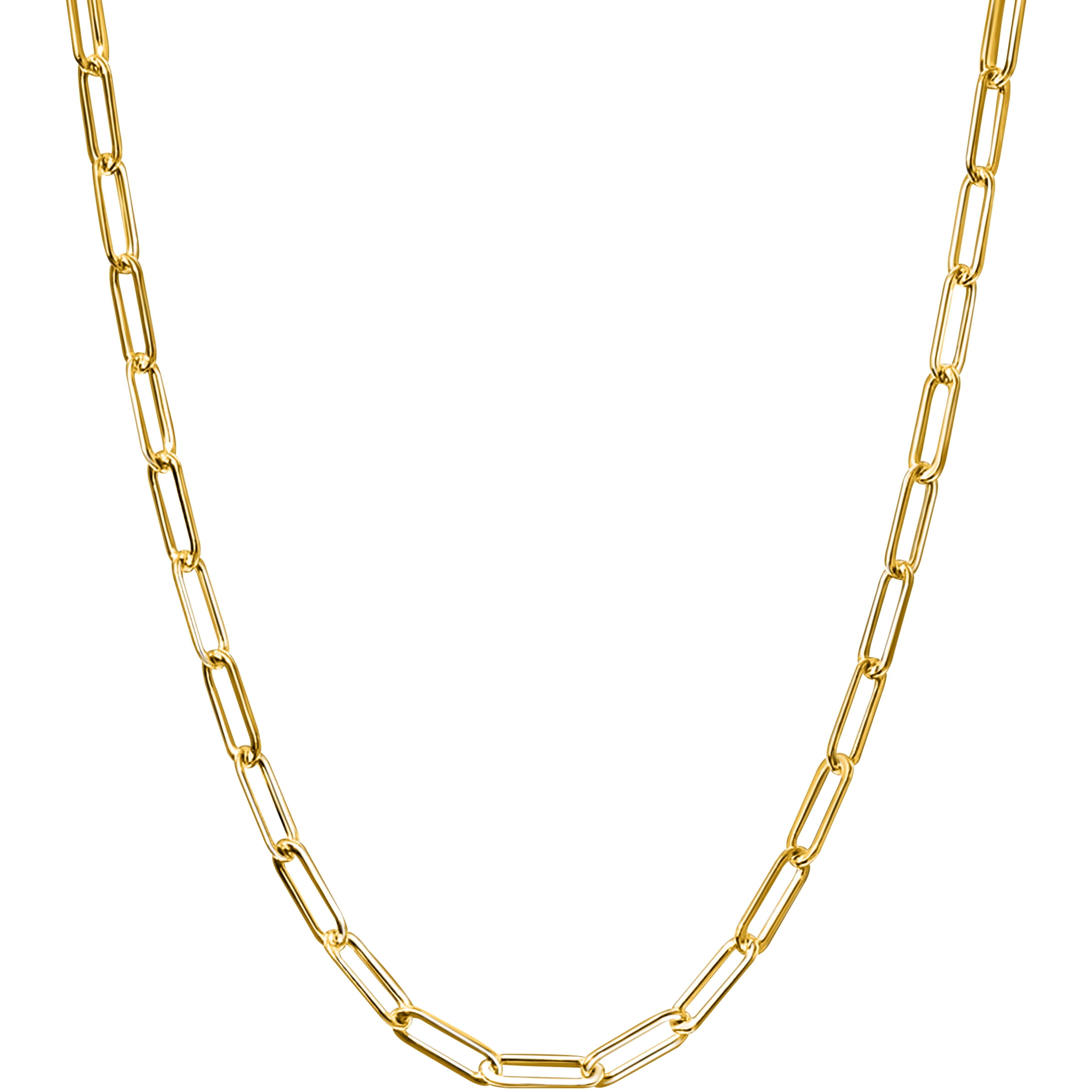 Golds Real Genuine Solid 1/20 14K Yellow Gold Paperclip Chain Necklace 3 mm 18 Inch Paper Clip for Women and Men