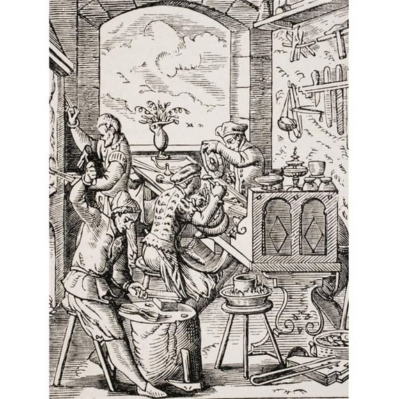 Goldsmith 19th Century Reproduction of 16th Century Woodcut by Jost Amman Poster Print