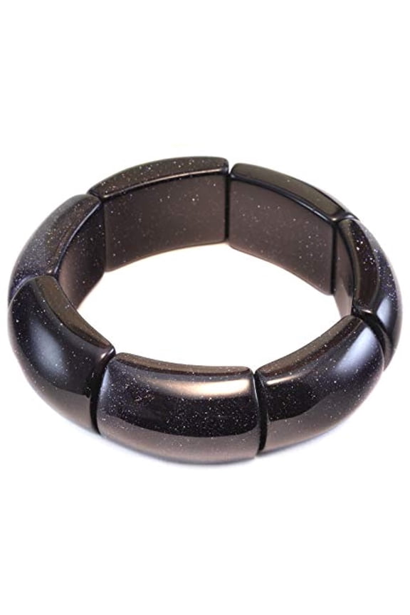 Goldstone Bracelet Large Blue Stretchy Adjustable 6 7" Smooth Select Stones Designed for Adult Women