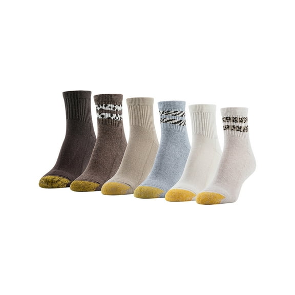 Goldtoe Edition Women's Half Cushion Quarter Socks, 6 Pairs
