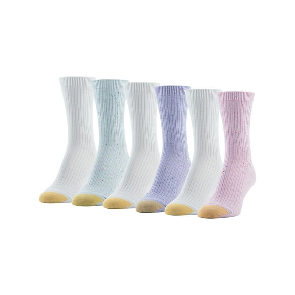 Goldtoe Edition Women’s Modern Mid-Crew Socks, 6-Pack, Shoe Sizes 6-9