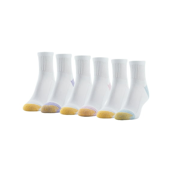 Goldtoe Edition Womens Half Cushion Quarter Socks, 6 Pairs