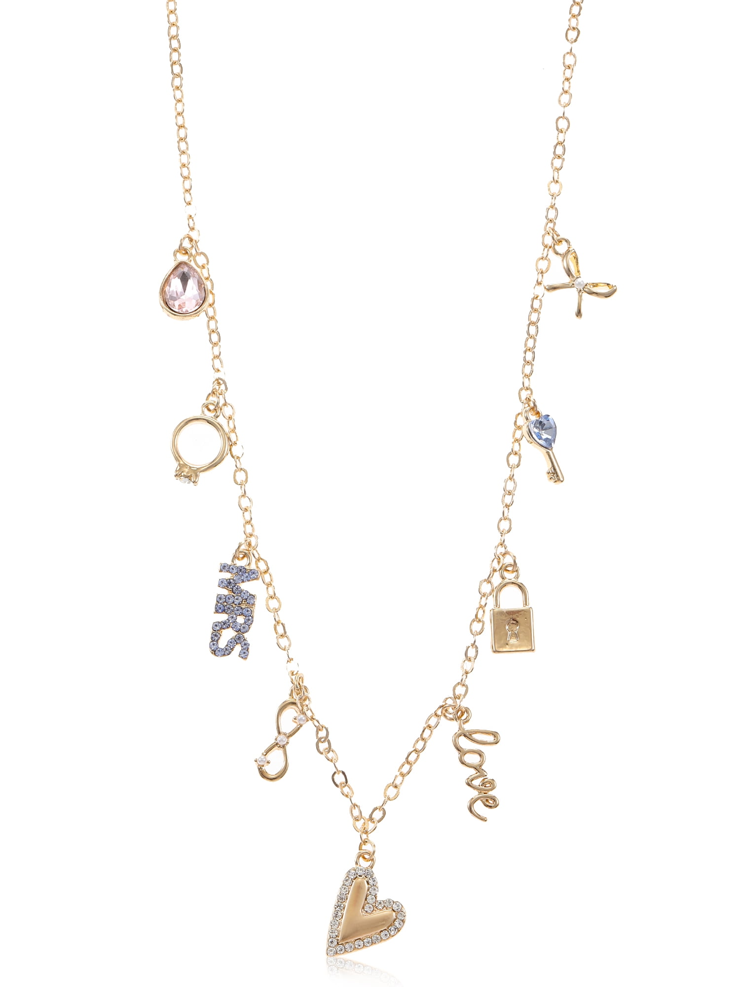 WIT Accessories Women's 16" Bridal Charm Necklace, Goldtone, 1 Piece